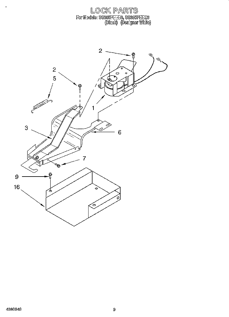 LOCK, LITERATURE Diagram and Parts List for SS385PEEB3  Whirlpool Range