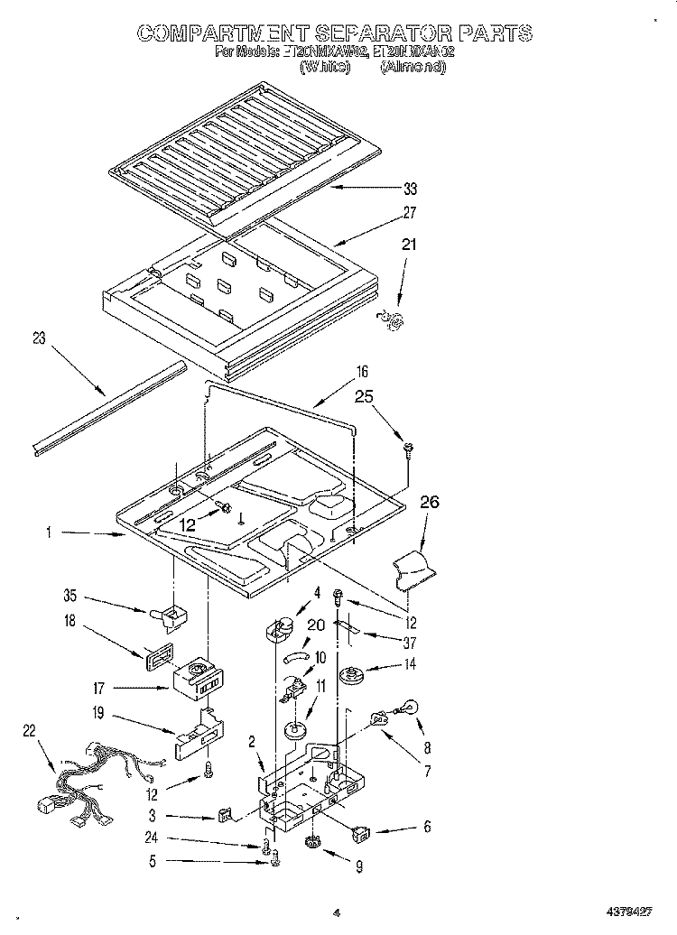 COMPARTMENT SEPARATOR Diagram and Parts List for ET20NMXAW02  Whirlpool Refrigerator