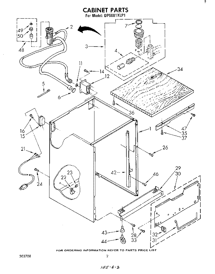 CABINET Diagram and Parts List for DP6881XLP1  Whirlpool Dishwasher