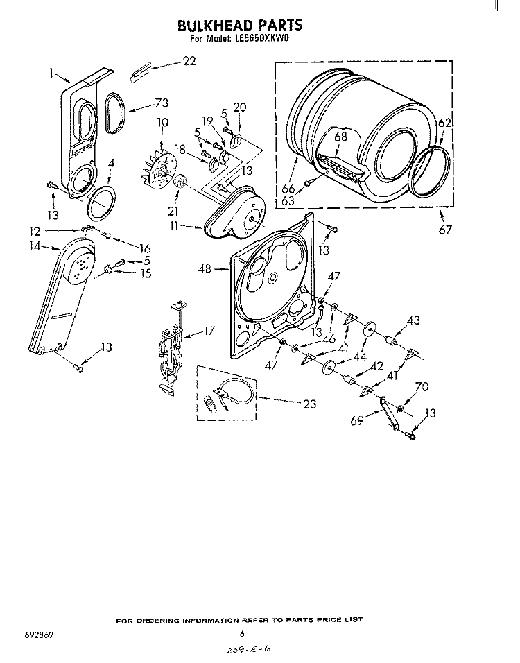 SECTION Diagram and Parts List for LE5650XKW0  Whirlpool Dryer