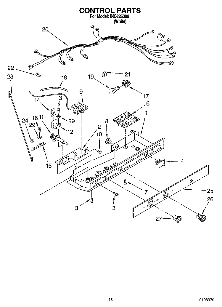 CONTROL PARTS Diagram and Parts List for INQ225300  Inglis Refrigerator