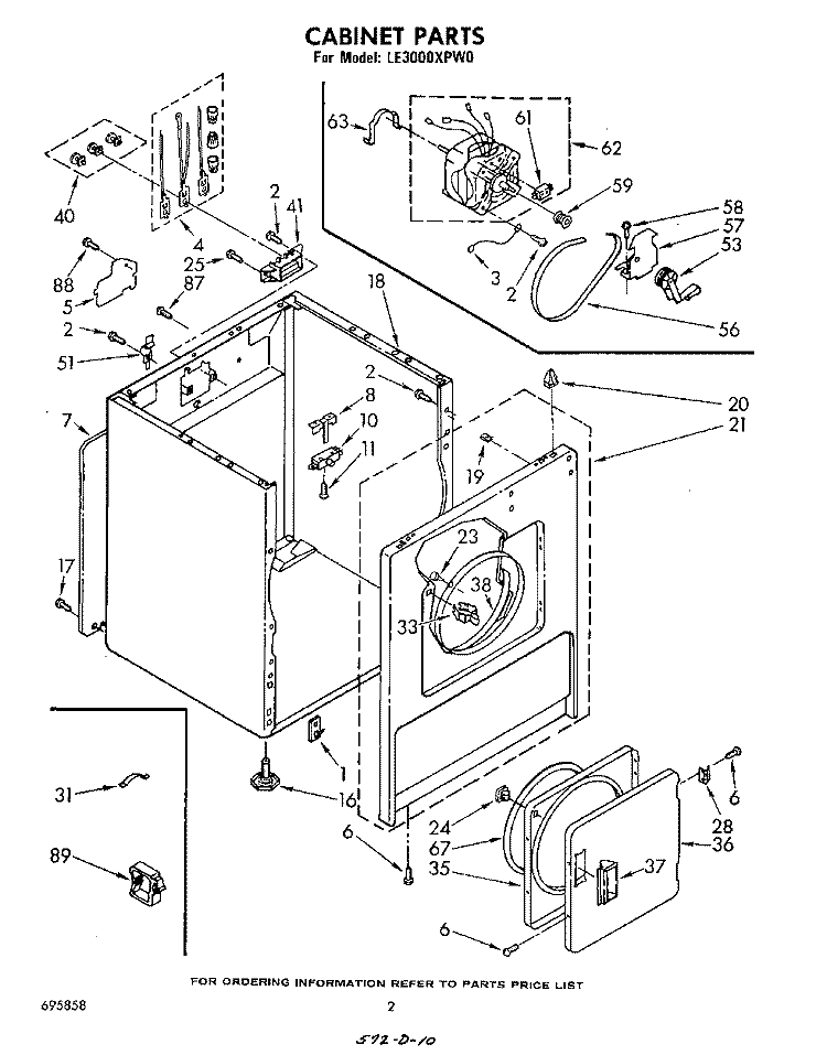 SECTION Diagram and Parts List for LE3000XPW0  Whirlpool Dryer