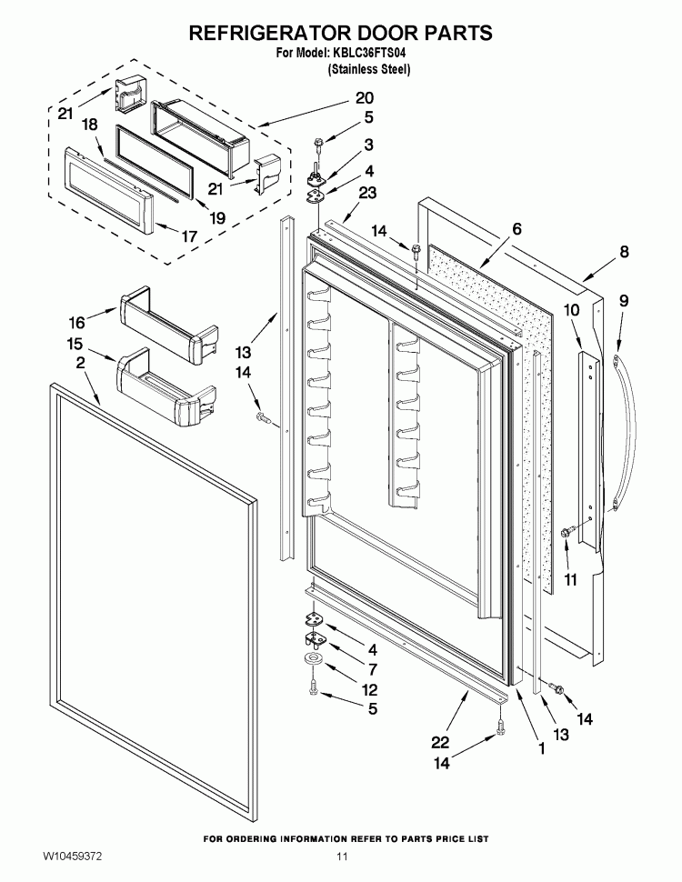 REFRIGERATOR DOOR PARTS Diagram and Parts List for KBLC36FTS04  KitchenAid Refrigerator