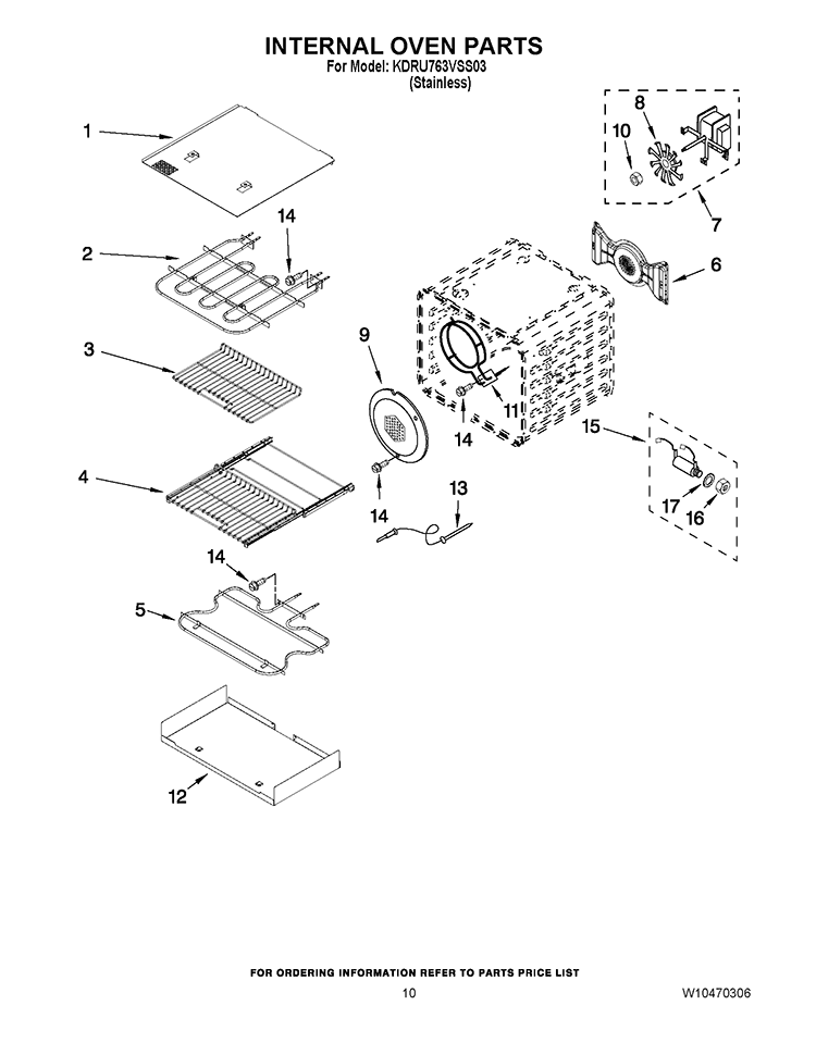 INTERNAL OVEN PARTS Diagram and Parts List for KDRU763VSS03  KitchenAid Range