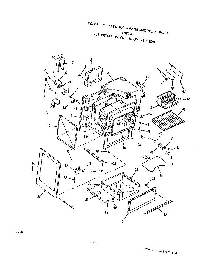 POWER LOCK Diagram and Parts List for F9207W0  Roper Range