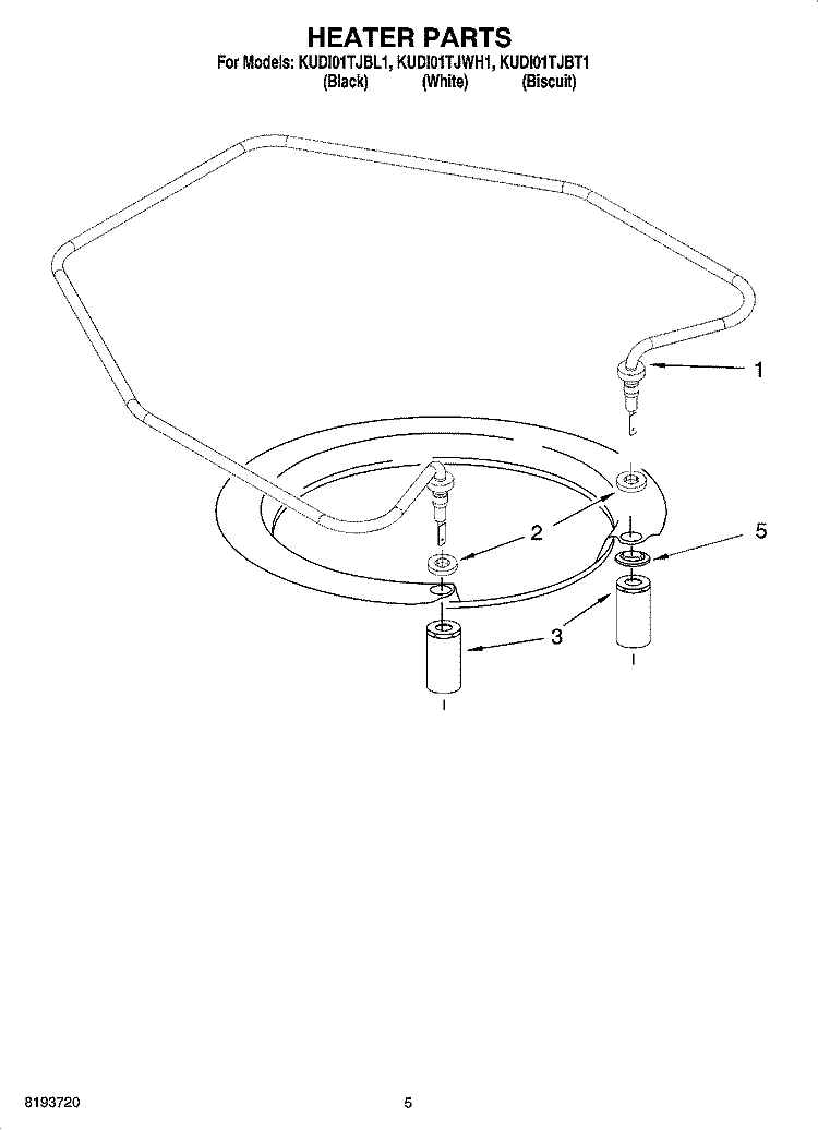 HEATER PARTS Diagram and Parts List for KUDI01TJBT1  KitchenAid Dishwasher