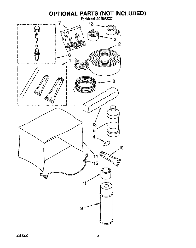 OPTIONAL Diagram and Parts List for ACM062XX1  Whirlpool Air Conditioner
