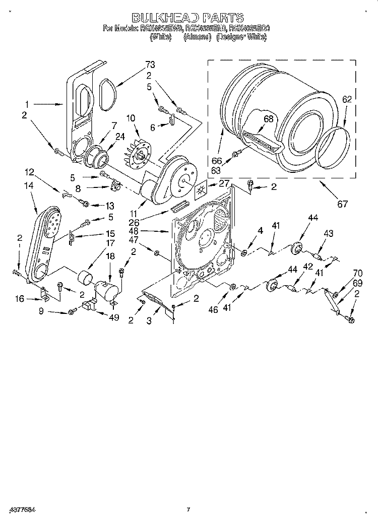 BULKHEAD Diagram and Parts List for RGX4635EN0  Roper Dryer