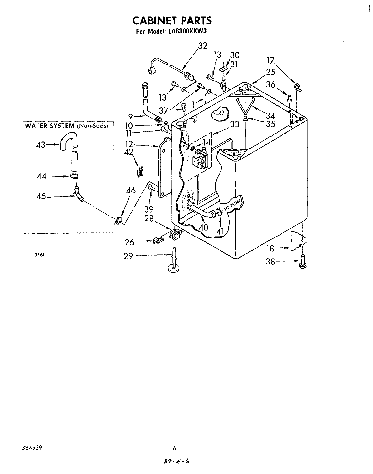 CABINET Diagram and Parts List for LA6800XKW3  Whirlpool Washer