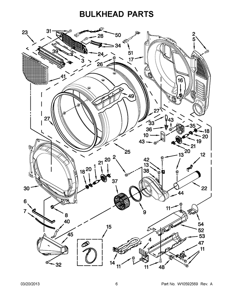 BULKHEAD PARTS Diagram and Parts List for YIED7300WW2  Inglis Dryer