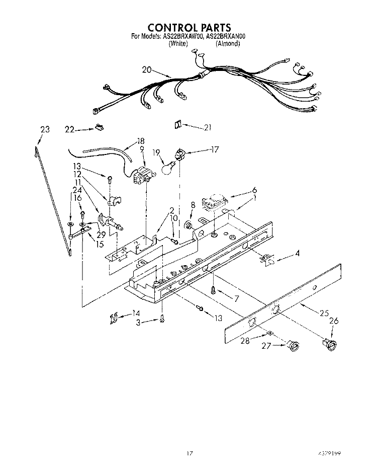 CONTROL Diagram and Parts List for AS22BRXAN00  Whirlpool Refrigerator