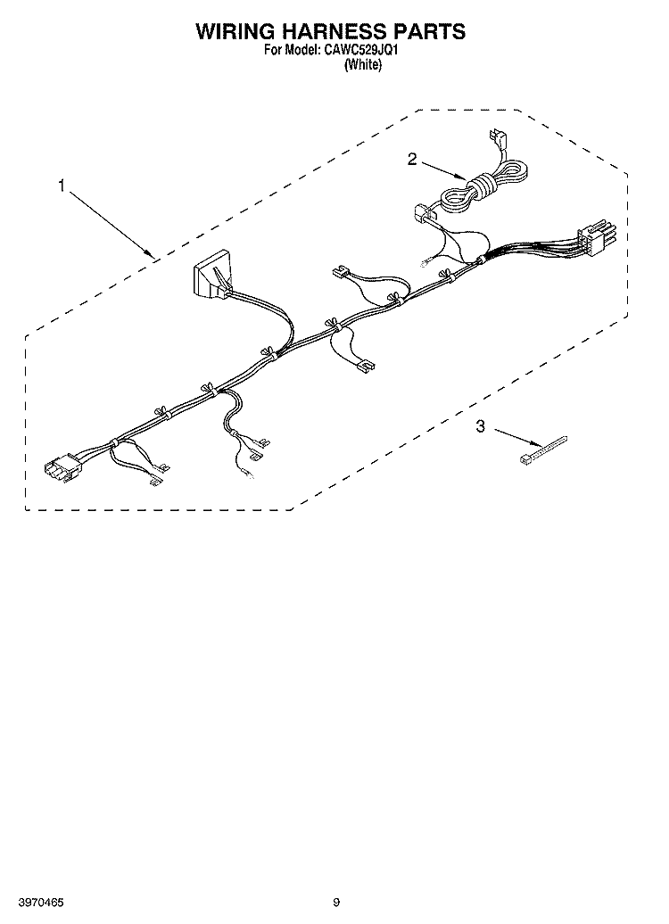 WIRING HARNESS PARTS Diagram and Parts List for CAWC529JQ1  Crosley Washer