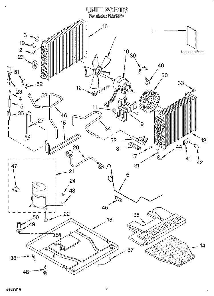 UNIT, LITERATURE Diagram and Parts List for RE253F0  Whirlpool Air Conditioner