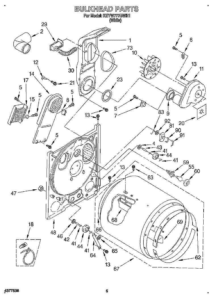 SECTION Diagram and Parts List for KEYW777BWH1  KitchenAid Dryer