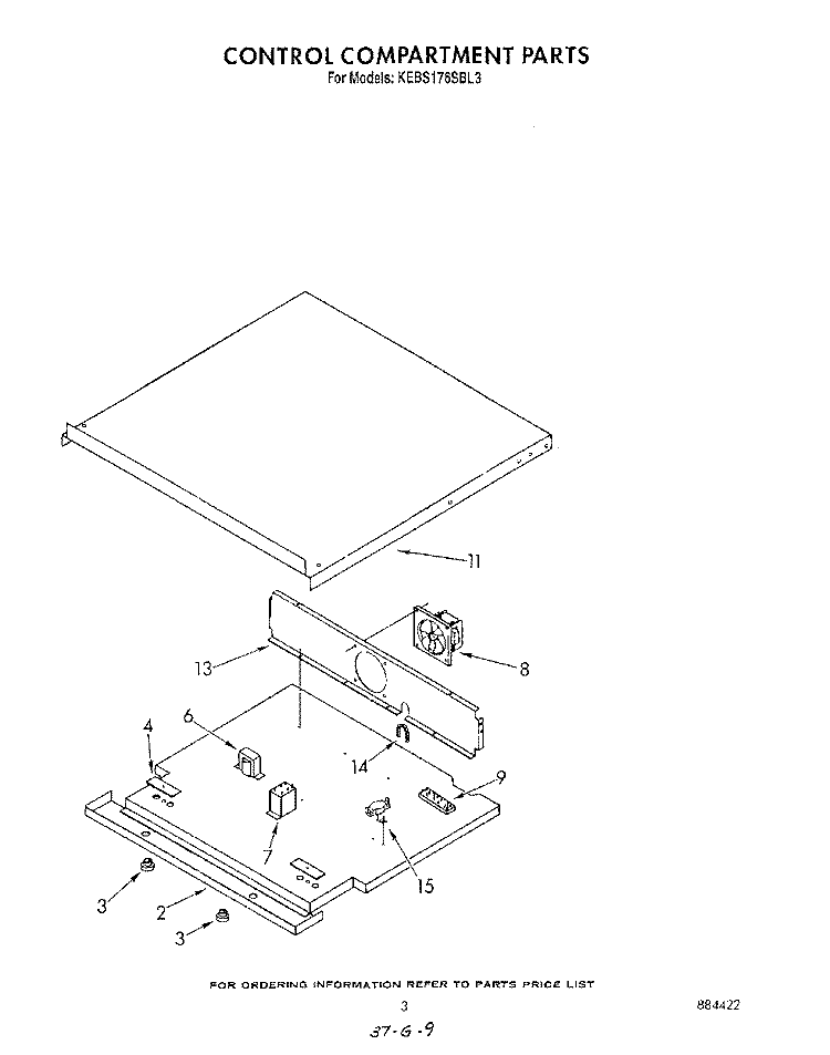 CONTROL COMPARTMENT Diagram and Parts List for KEBS176SBL3  KitchenAid Wall Oven