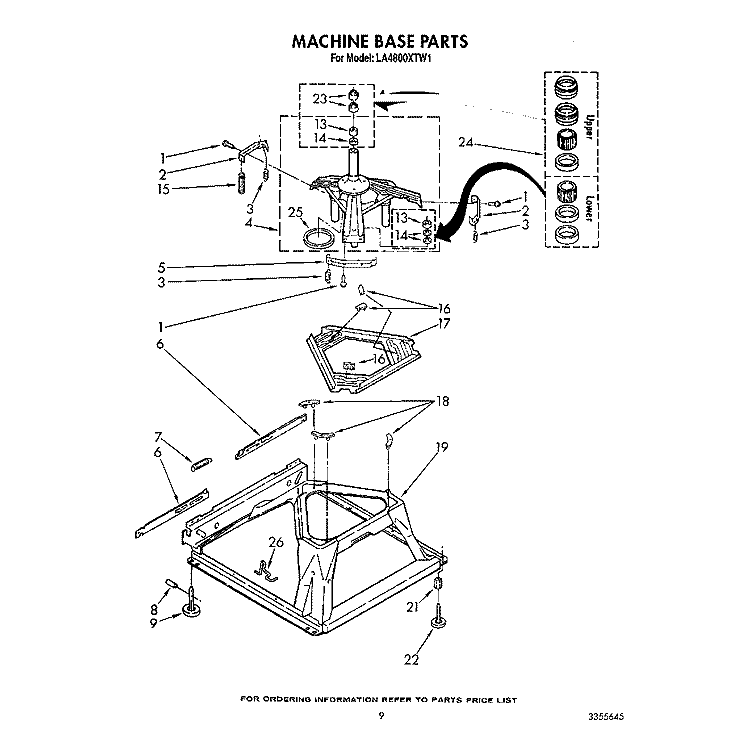MACHINE BASE Diagram and Parts List for LA4800XTF1  Whirlpool Washer