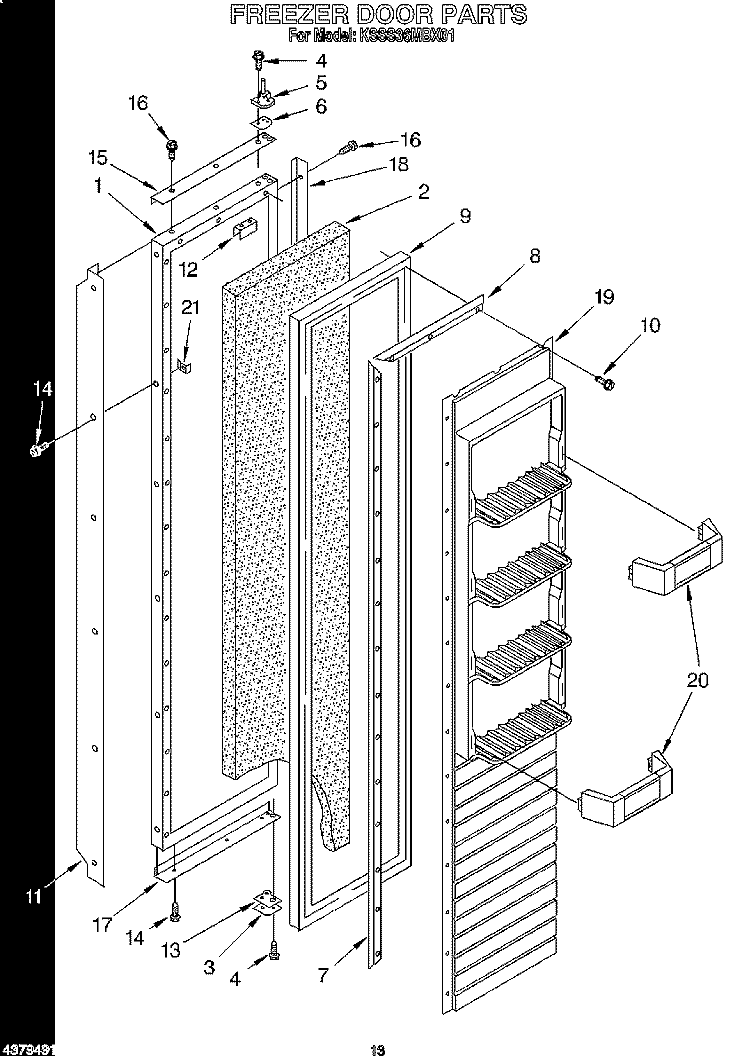 FREEZER DOOR Diagram and Parts List for KSSS36MBX01  KitchenAid Refrigerator