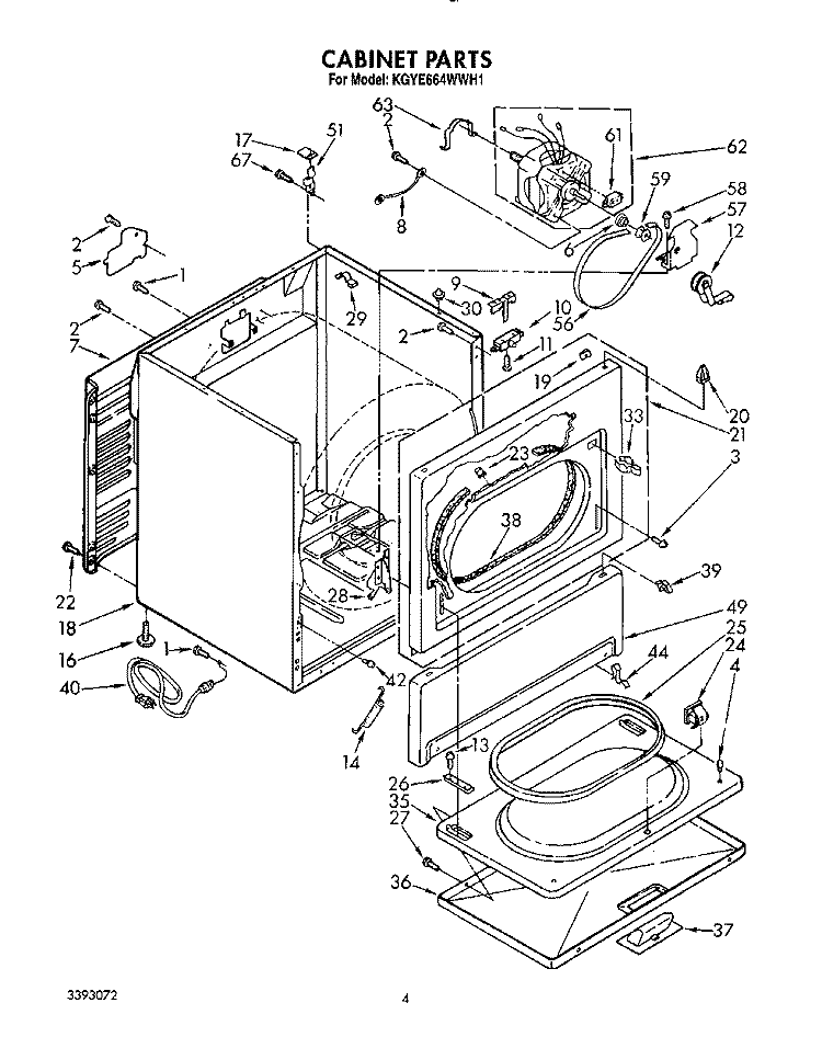 CABINET Diagram and Parts List for KGYE664WWH1  KitchenAid Dryer