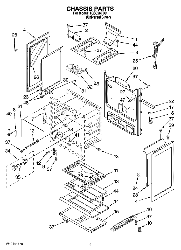CHASSIS PARTS Diagram and Parts List for TGS326TD0  Estate Range