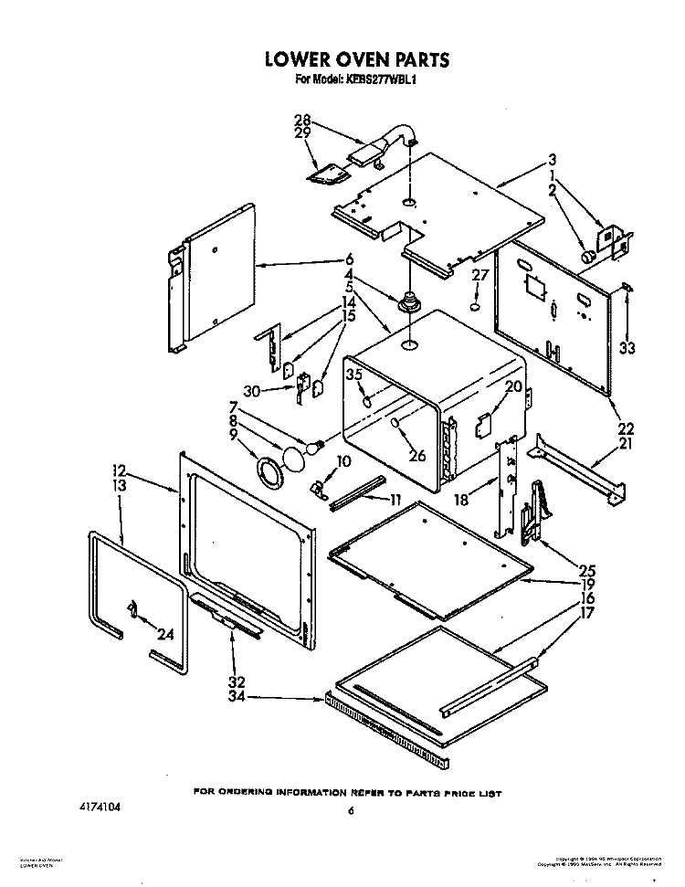 LOWER OVEN Diagram and Parts List for KEBS277WAL1  KitchenAid Wall Oven