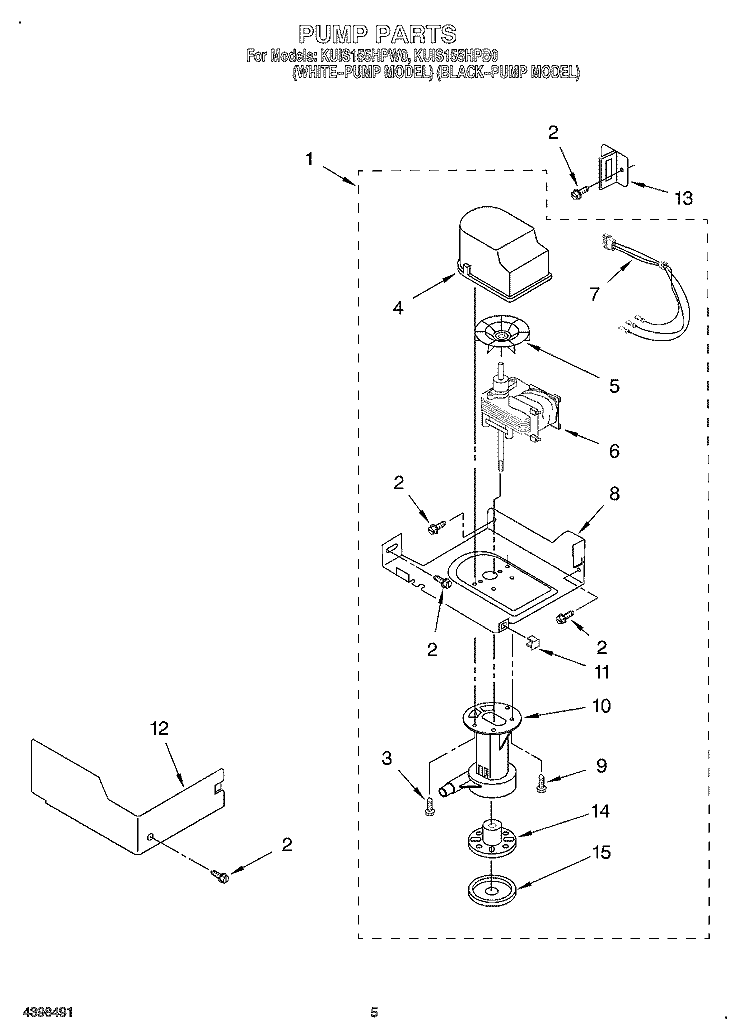 PUMP Diagram and Parts List for KUIS155HPB0  KitchenAid Ice Maker