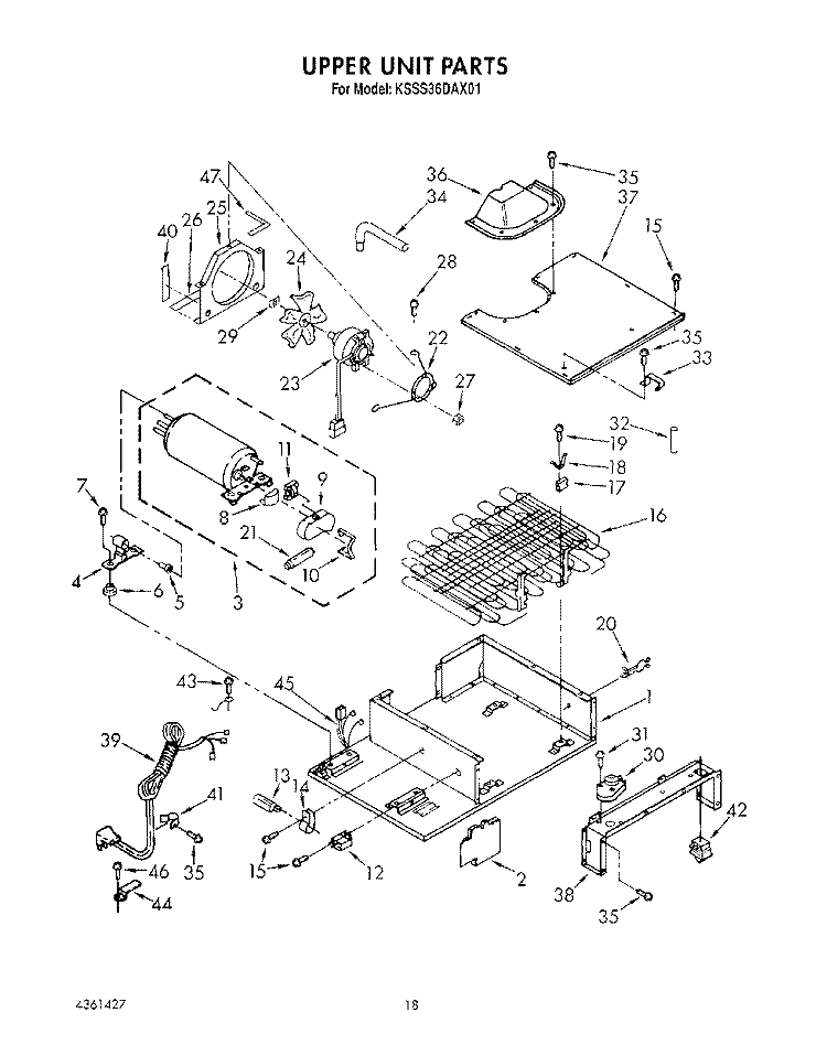 UPPER UNIT Diagram and Parts List for KSSS36DAX01  KitchenAid Refrigerator