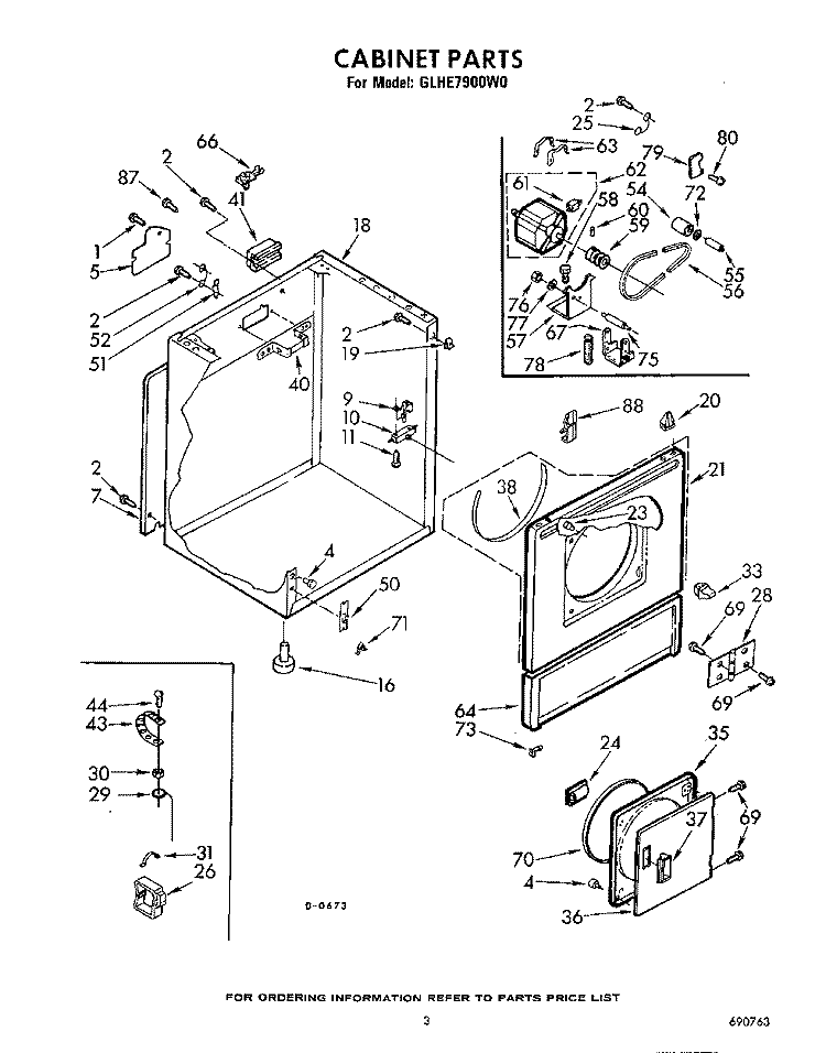 SECTION Diagram and Parts List for GLHE7900W0  Whirlpool Dryer