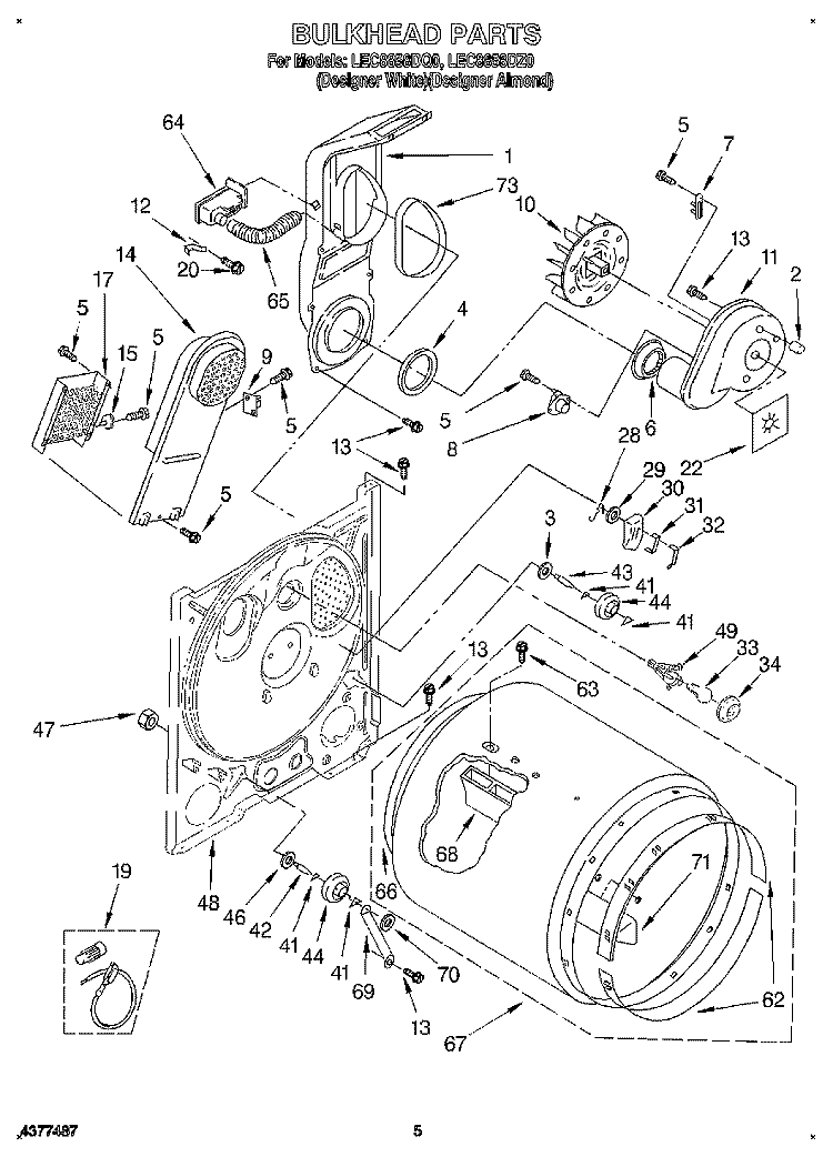 SECTION Diagram and Parts List for LEC8858DZ0  Whirlpool Dryer