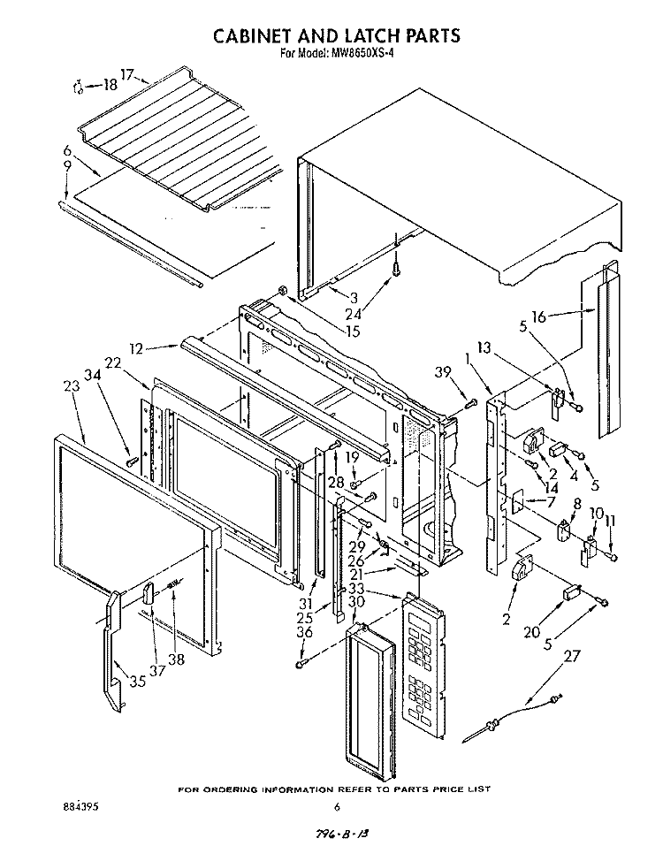SECTION Diagram and Parts List for MW8650XS4  Whirlpool Microwave