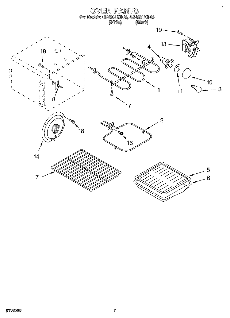 OVEN, OPTIONAL Diagram and Parts List for GR450LXHQ0  Whirlpool Range