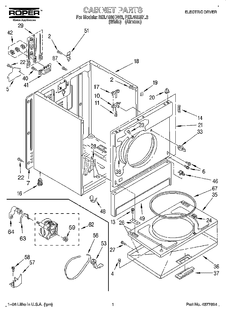 SECTION Diagram and Parts List for REL4636BL3  Roper Dryer