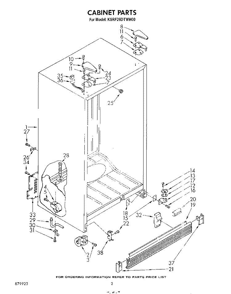 CABINET Diagram and Parts List for KSRF26DTPL00  KitchenAid Refrigerator