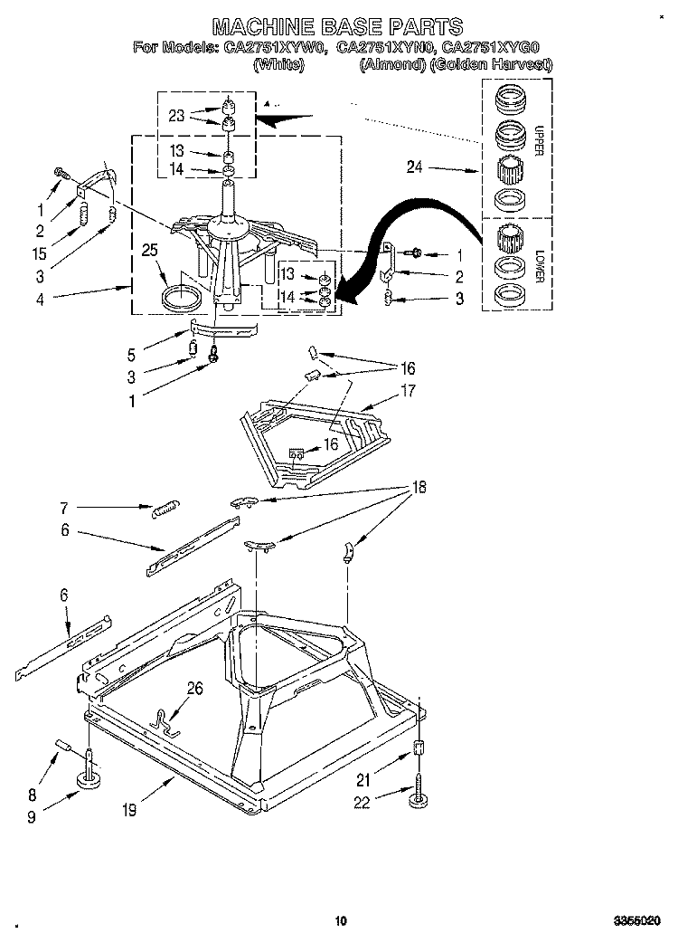MACHINE BASE Diagram and Parts List for CA2751XYN0  Whirlpool Washer