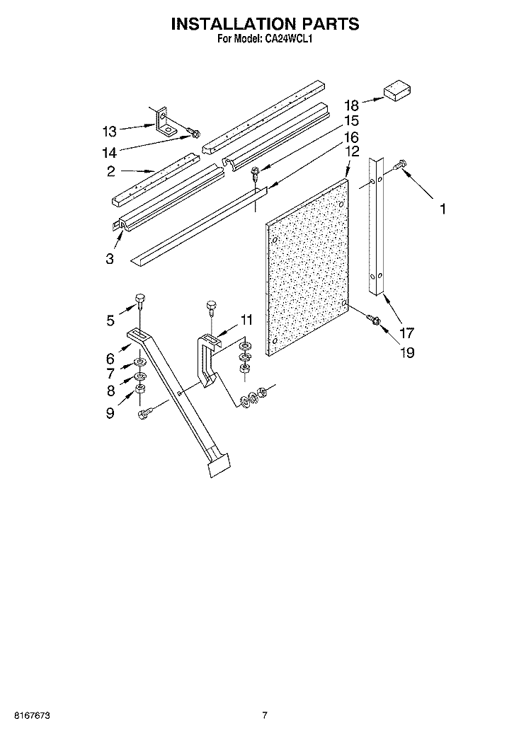 INSTALLATION PARTS Diagram and Parts List for CA24WCL1  Crosley Air Conditioner