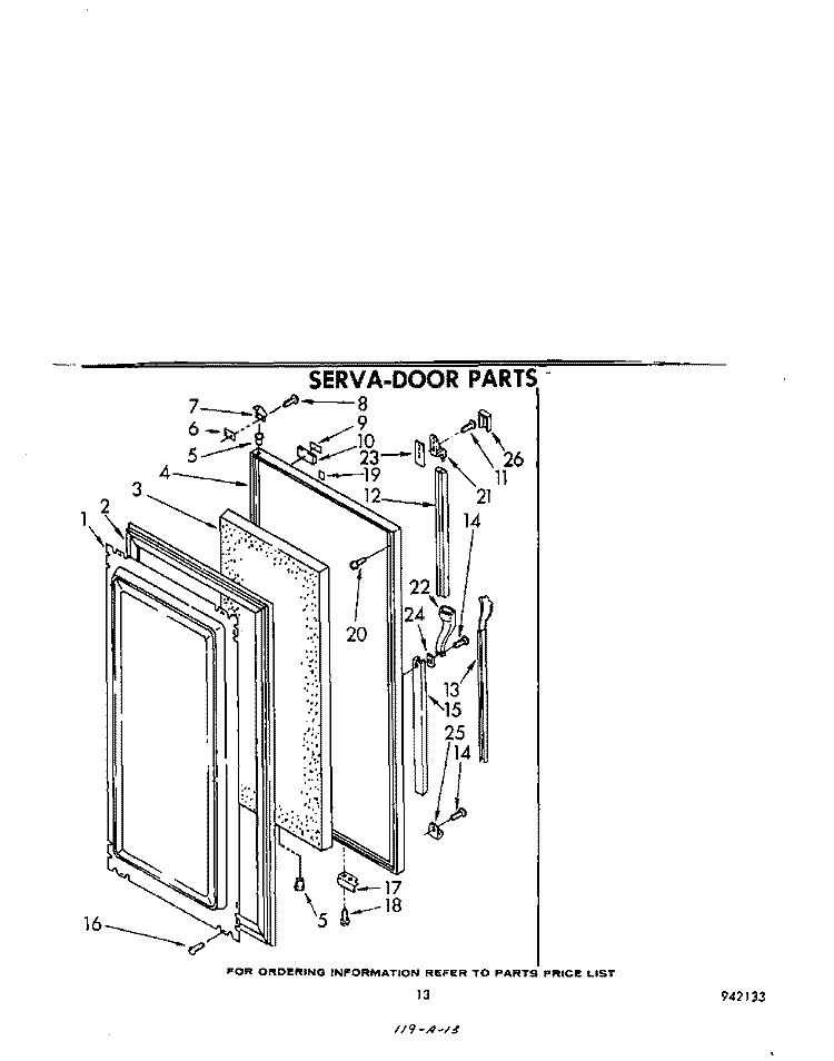 SERVA-DOOR Diagram and Parts List for 3EHD261MMWR0  Whirlpool Refrigerator