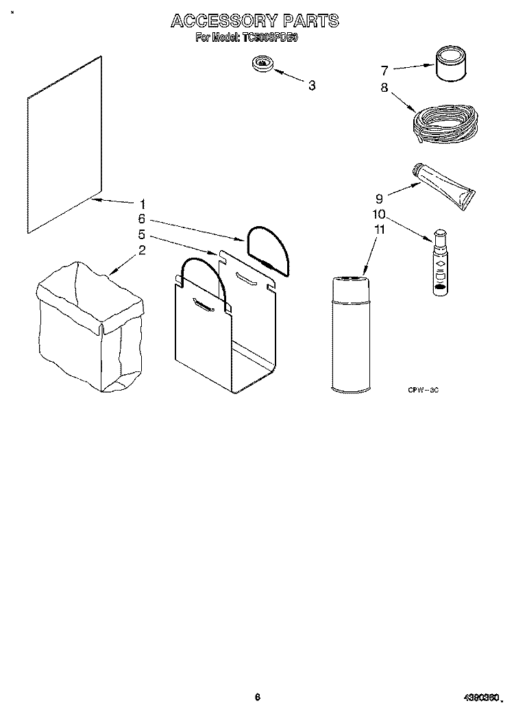 ACCESSORY Diagram and Parts List for TC800SPDB0  Whirlpool Trash Compactor