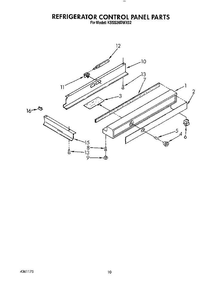 REFRIGERATOR CONTROL PANEL Diagram and Parts List for KSSS36DWX02  KitchenAid Refrigerator
