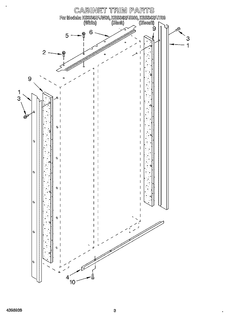 CABINET TRIM Diagram and Parts List for KSSS42FJB00  KitchenAid Refrigerator