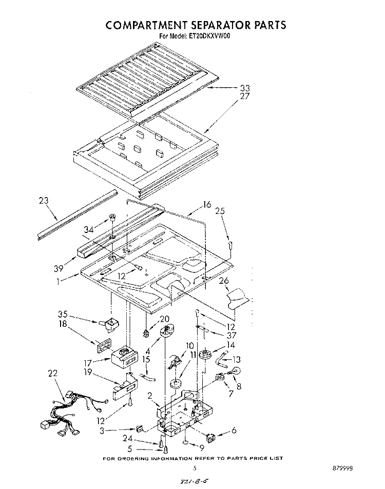 COMPARTMENT SEPARATOR Diagram and Parts List for ET20DKXVW00  Whirlpool Refrigerator