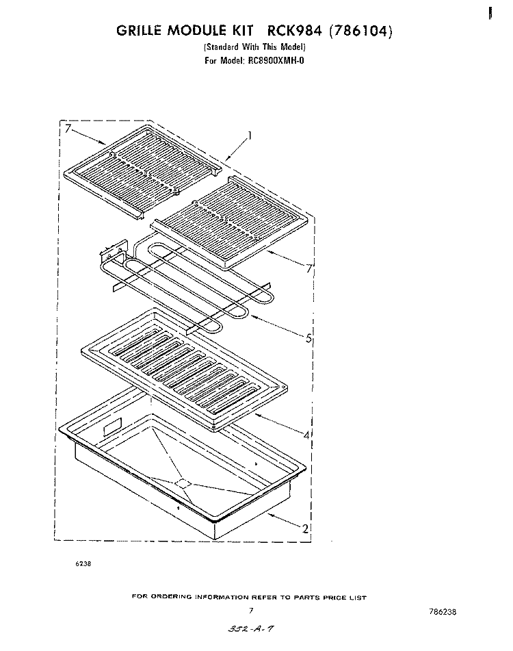 GRILLE RCK984 Diagram and Parts List for RC8900XMH0  Whirlpool Cooktop