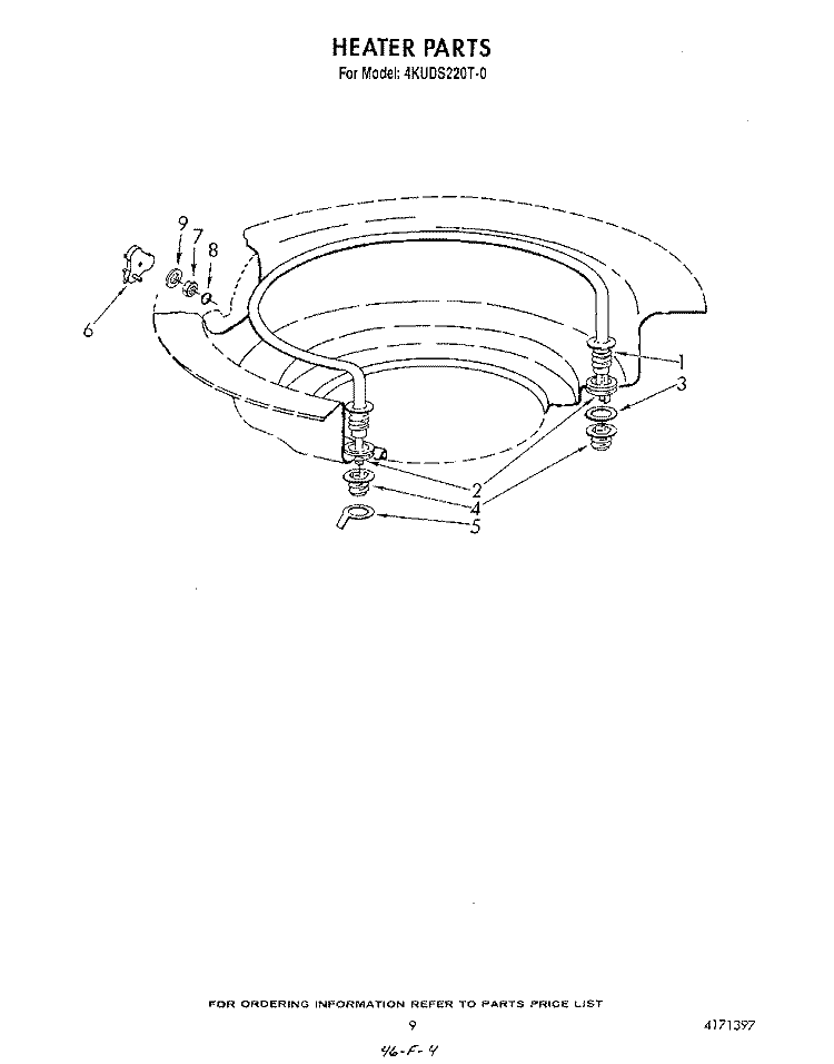 HEATER Diagram and Parts List for 4KUDS220T0  KitchenAid Dishwasher