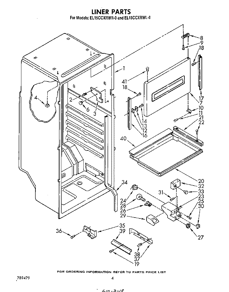LINER , LIT/OPTIONAL Diagram and Parts List for EL15CCXRWR0  Whirlpool Refrigerator