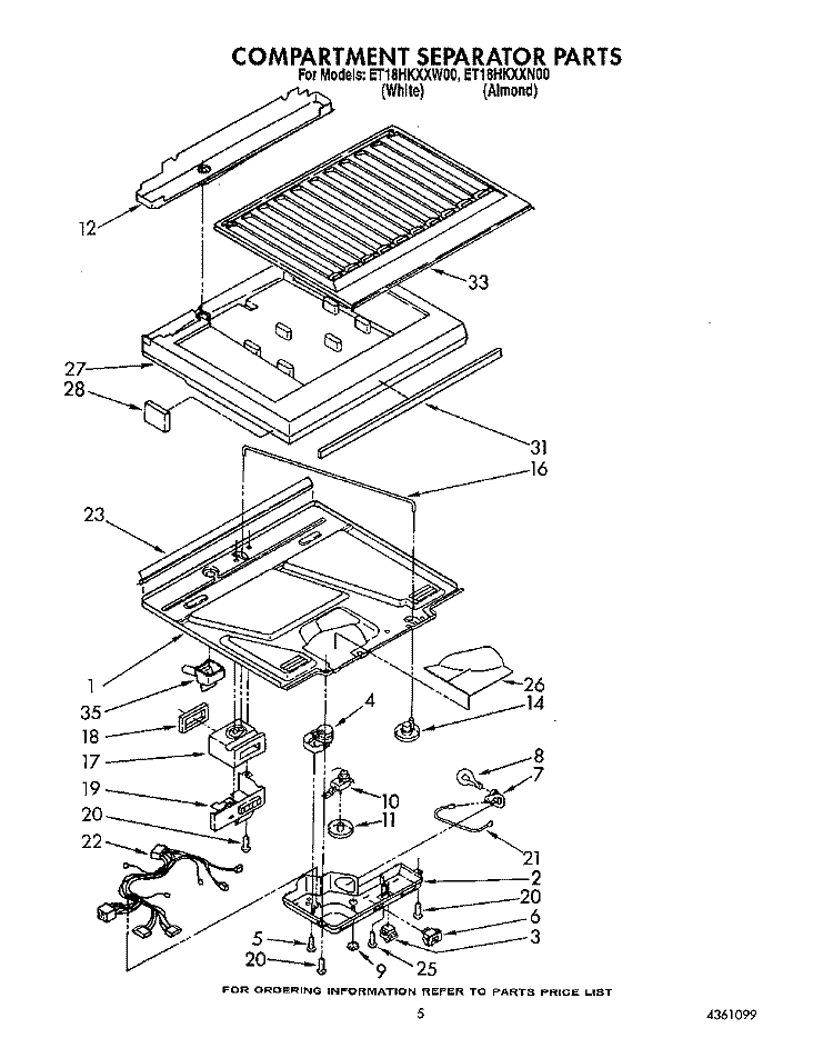 COMPARTMENT SEPARATOR Diagram and Parts List for ET18HKXXN00  Whirlpool Refrigerator