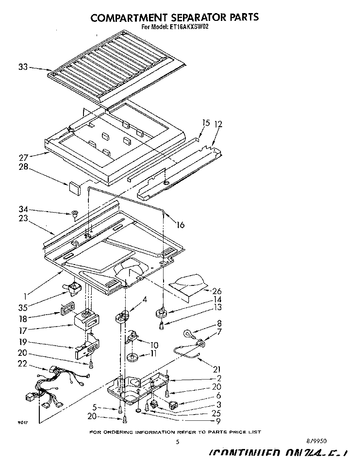 COMPARTMENT SEPARATOR Diagram and Parts List for ET16AKXSW02  Whirlpool Refrigerator
