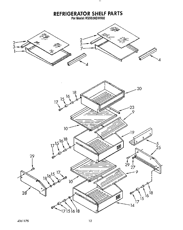 REFRIGERATOR SHELF Diagram and Parts List for KSSS36DWX02  KitchenAid Refrigerator