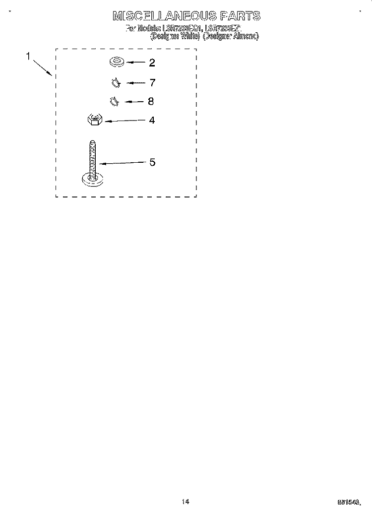 MISCELLANEOUS, LIT/OPTIONAL Diagram and Parts List for LSR7233EQ1  Whirlpool Washer