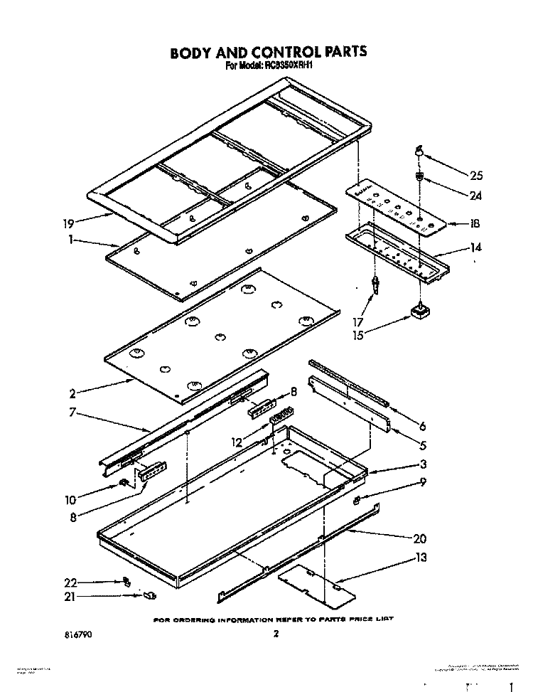 BODY AND CONTROLS Diagram and Parts List for RC8350XRH1  Whirlpool Cooktop