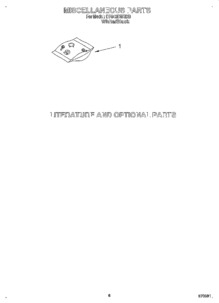 MISCELLANEOUS, LIT/OPTIONAL Diagram and Parts List for DP840DWGX0  Whirlpool Dishwasher