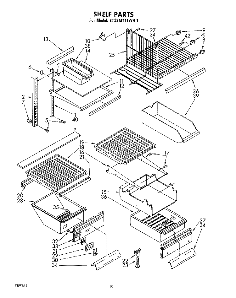 SHELF Diagram and Parts List for ET22MT1LWR1  Whirlpool Refrigerator