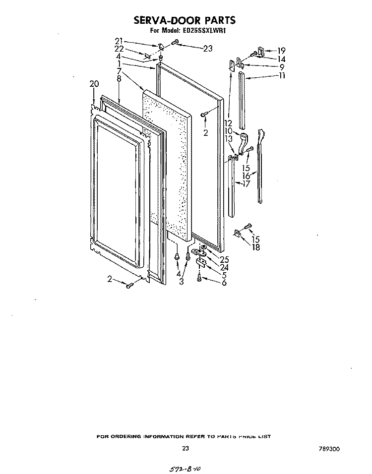 SERVA-DOOR, PARTS NOT ILLUSTRATED Diagram and Parts List for ED26SSXLWR1  Whirlpool Refrigerator
